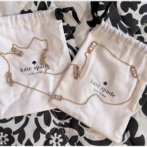 New Kate Spade ♠️ Take A Bow, Bow Necklace, Gold/Blush Pink